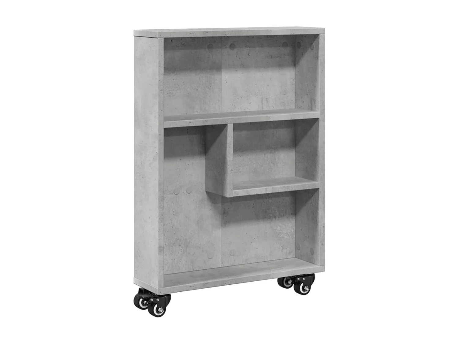 Carrito de almacenaje estrecho madera gris hormigón 48x13x68 cm