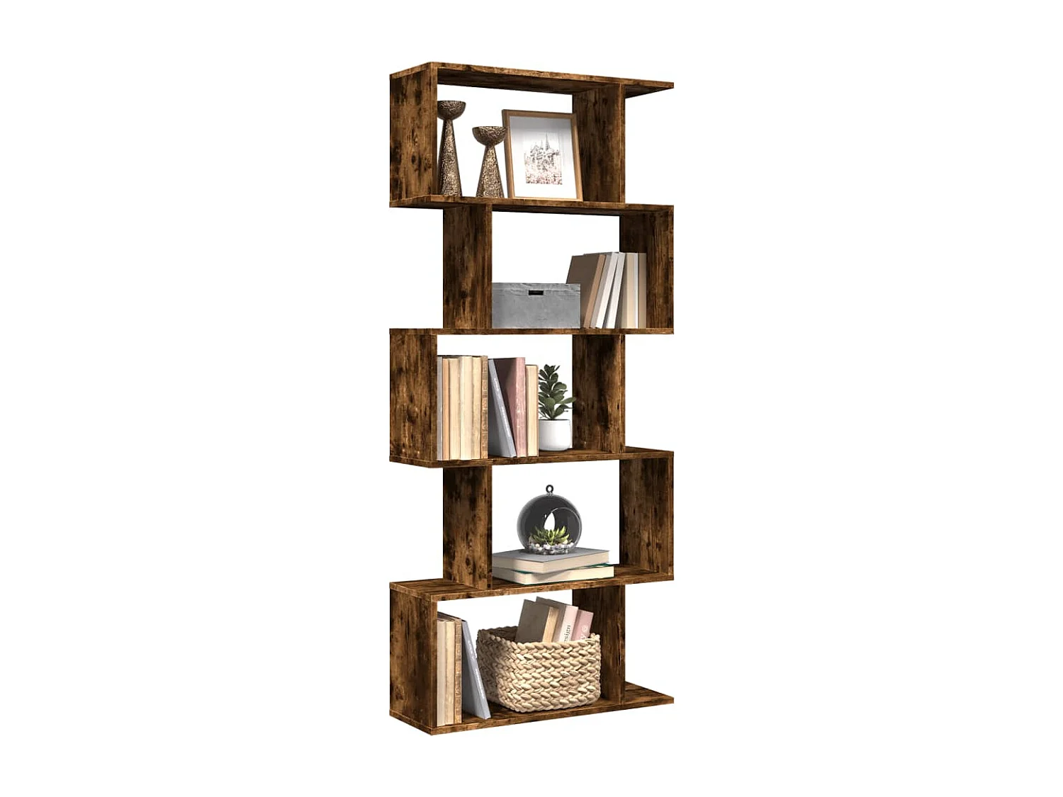Estante divisória 5 níveis derivados de madeira carvalho fumado