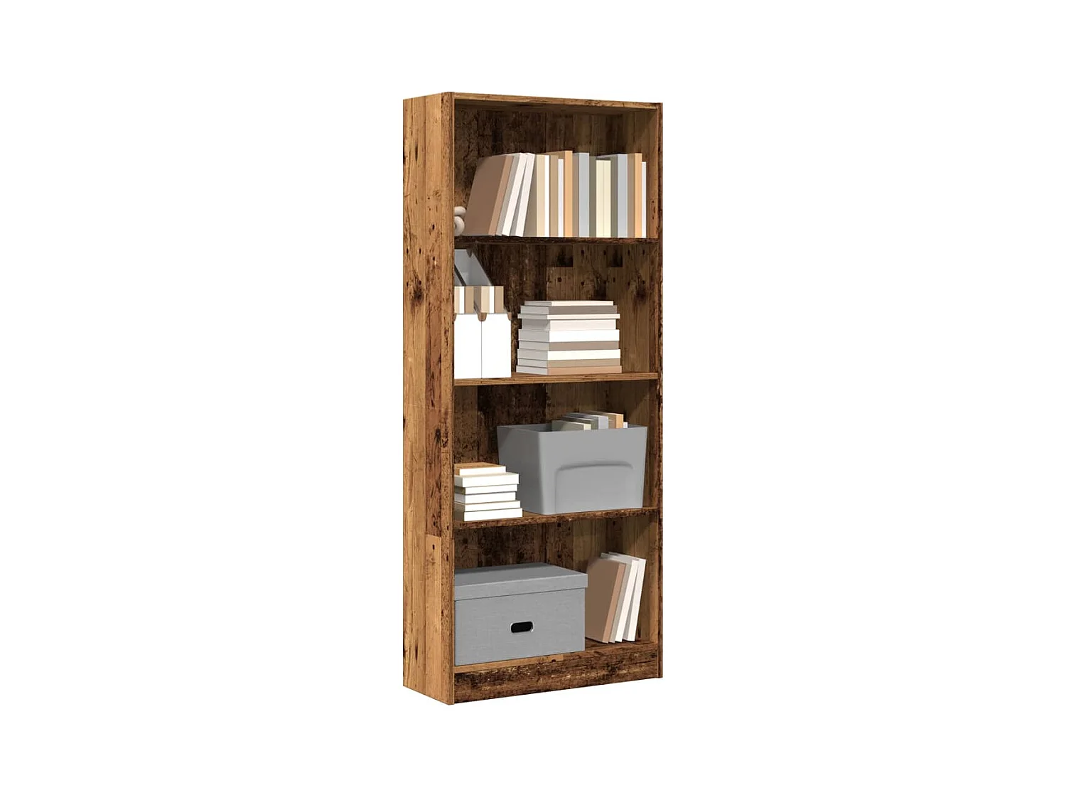 Boekenkast 60x24x143 cm bewerkt hout oud houtkleurig