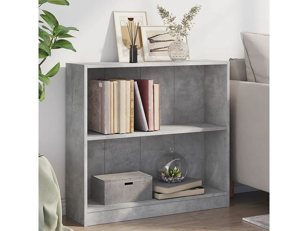 Estantería de madera contrachapada gris hormigón 80x24x75 cm