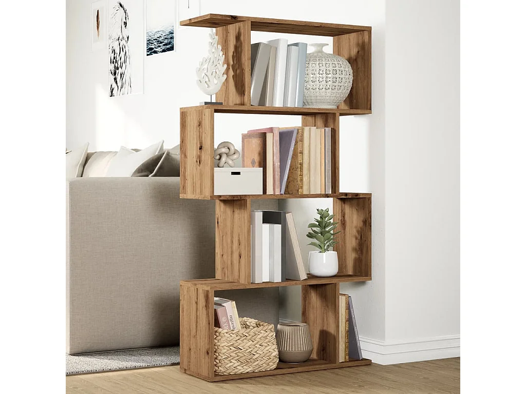 Raumteiler-Bücherregal 4 Böden Artisan-Eiche 70x24x129 cm
