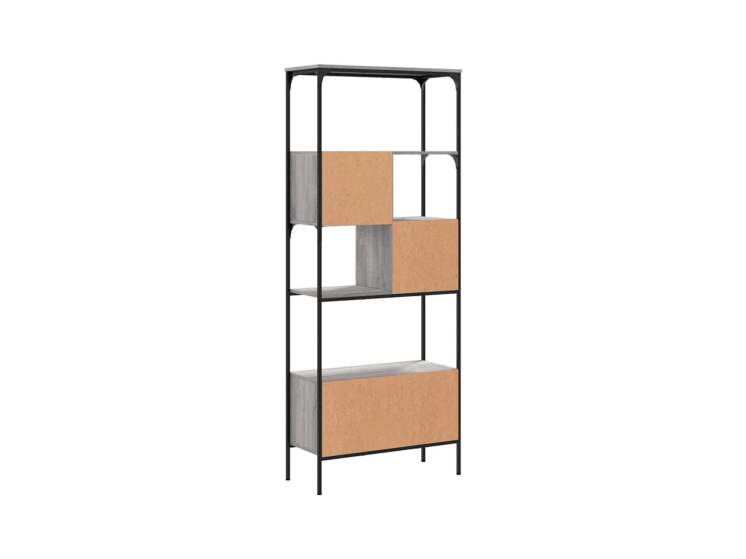 Libreria Nera 127,5x28,5x172,5 cm in Legno Multistrato