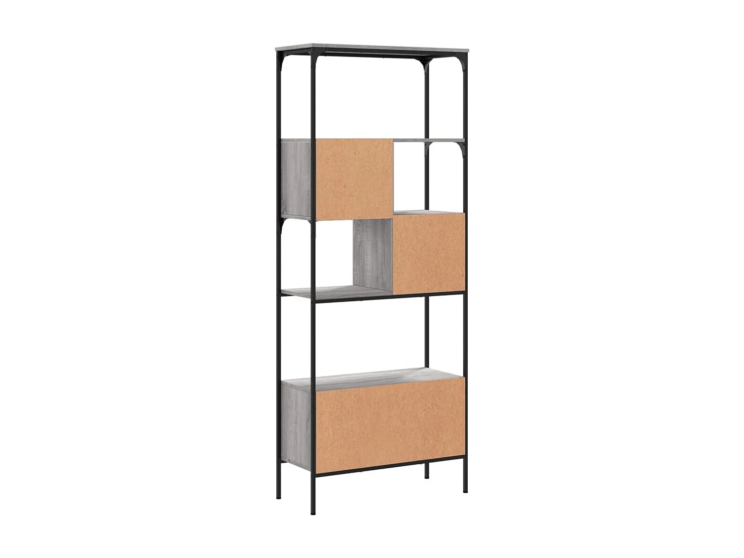 Bibliothèque noir 127,5x28,5x172,5 cm bois d'ingénierie