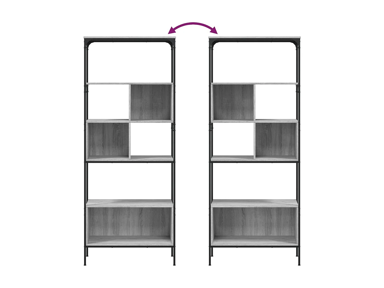 Bibliothèque noir 127,5x28,5x172,5 cm bois d'ingénierie