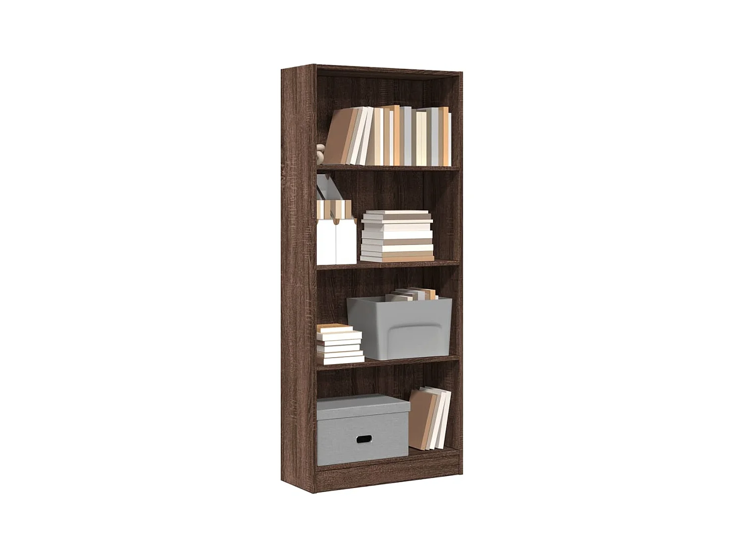 Boekenkast 60x24x143 cm bewerkt hout bruin eikenkleur