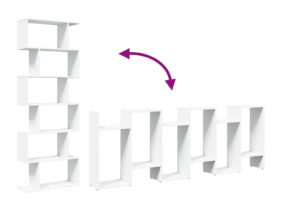Étagère séparatrice de pièce à 6 niveaux chêne artisanal