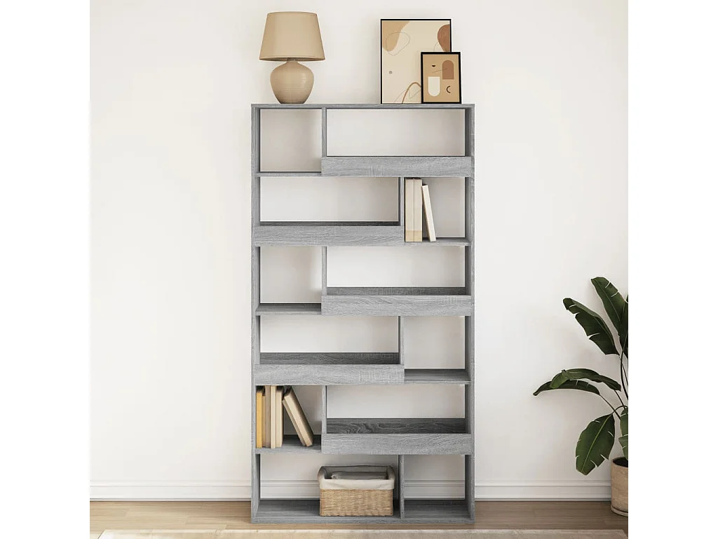 Boekenkast 100x33x187,5 cm bewerkt hout grijs sonoma eikenkleur