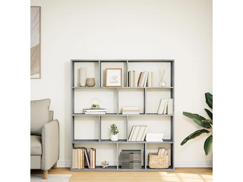 Bibliothèque sonoma gris 132x29x141,5 cm bois d'ingénierie
