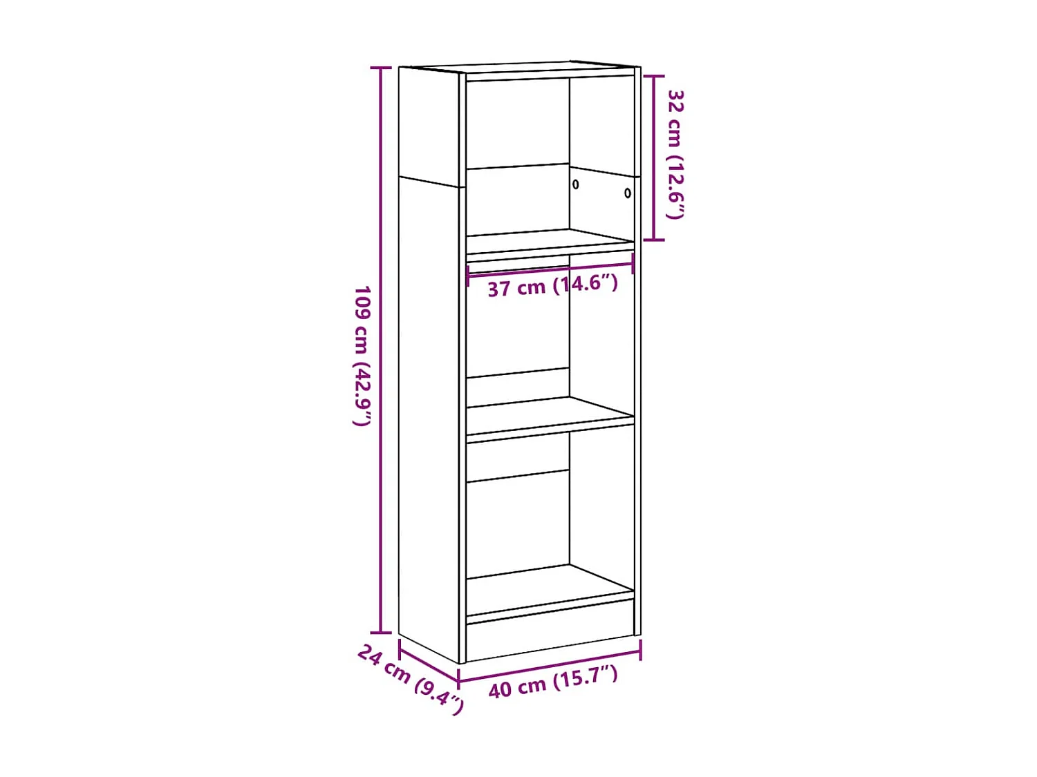 Bibliothèque sonoma gris 60x20x120 cm bois d'ingénierie