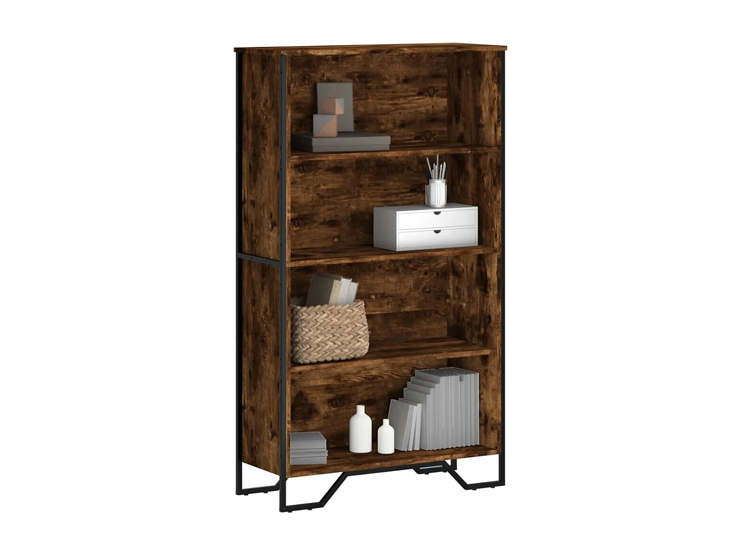 Bibliothèque chêne fumé 80x31x137,5 cm bois d'ingénierie