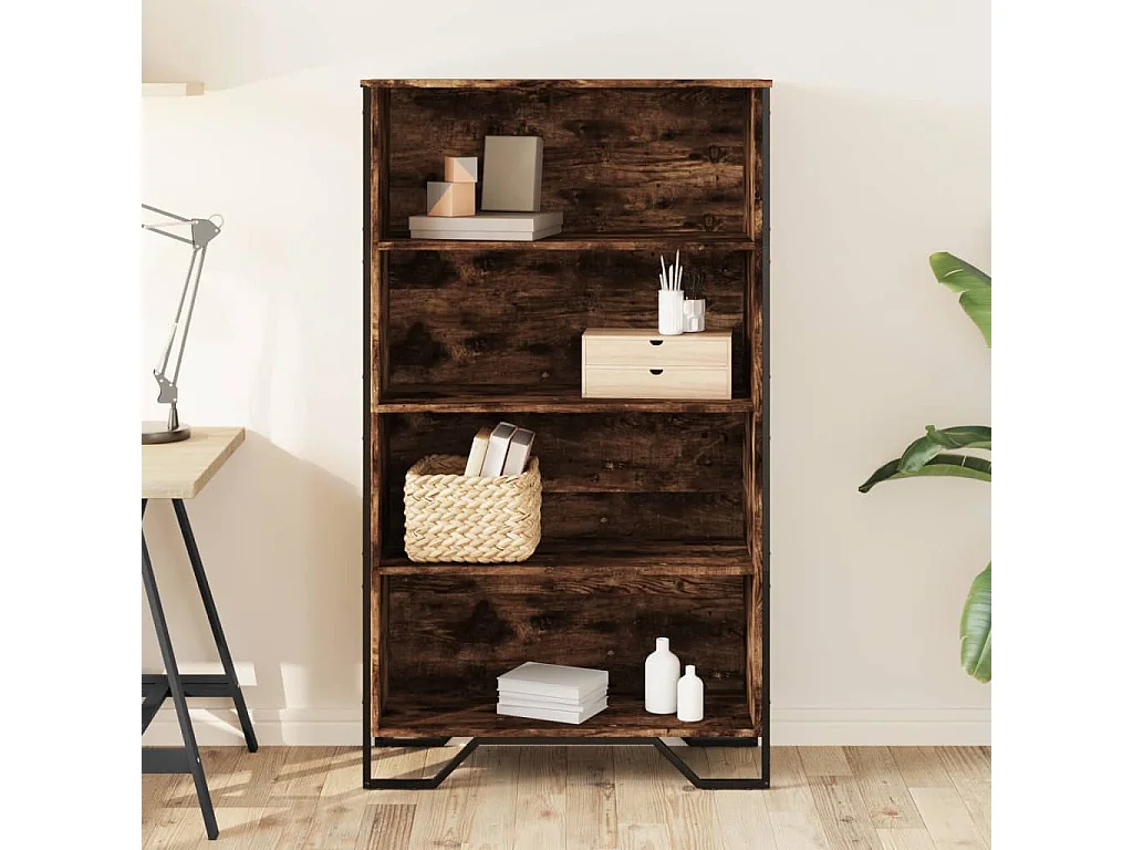 Bibliothèque chêne fumé 80x31x137,5 cm bois d'ingénierie