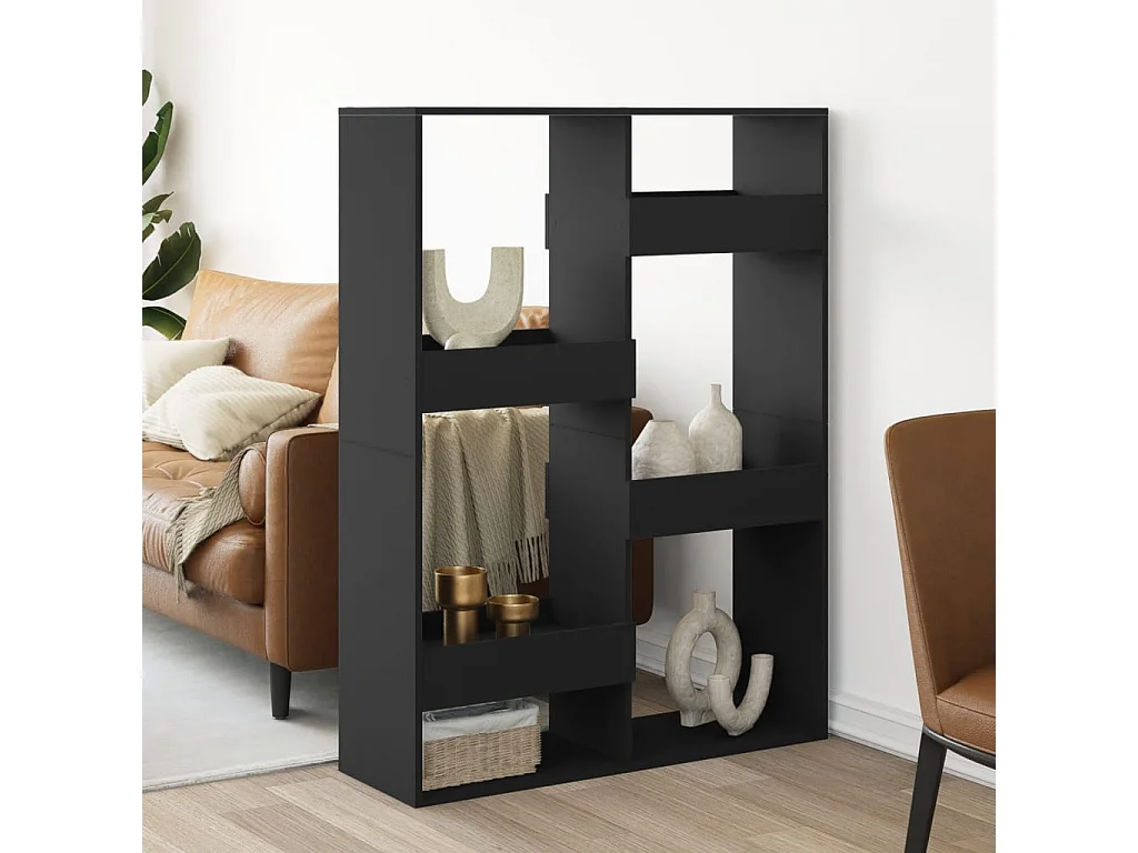 Separador de ambientes madera ingeniería negro 100x33x135 cm