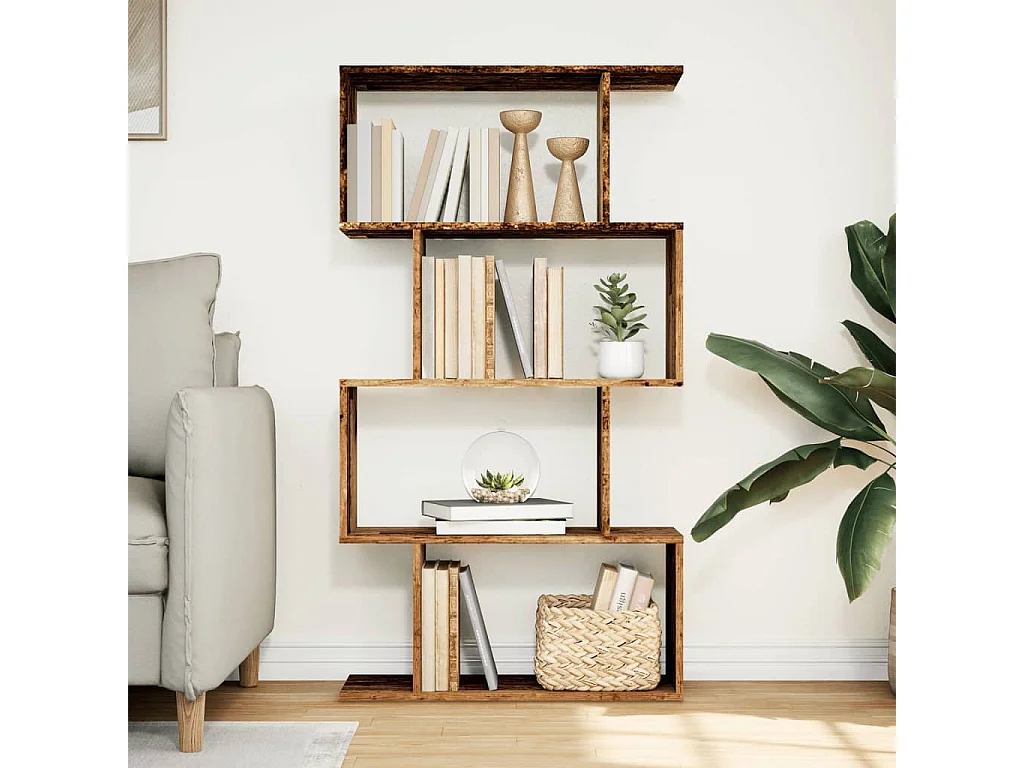 Libreria 4 Ripiani Legno Vecchio 70x24x129 cm in Truciolato