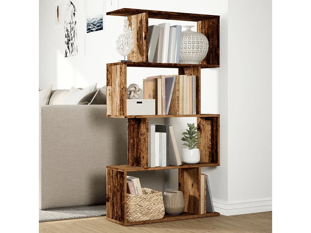 Libreria 4 Ripiani Legno Vecchio 70x24x129 cm in Truciolato