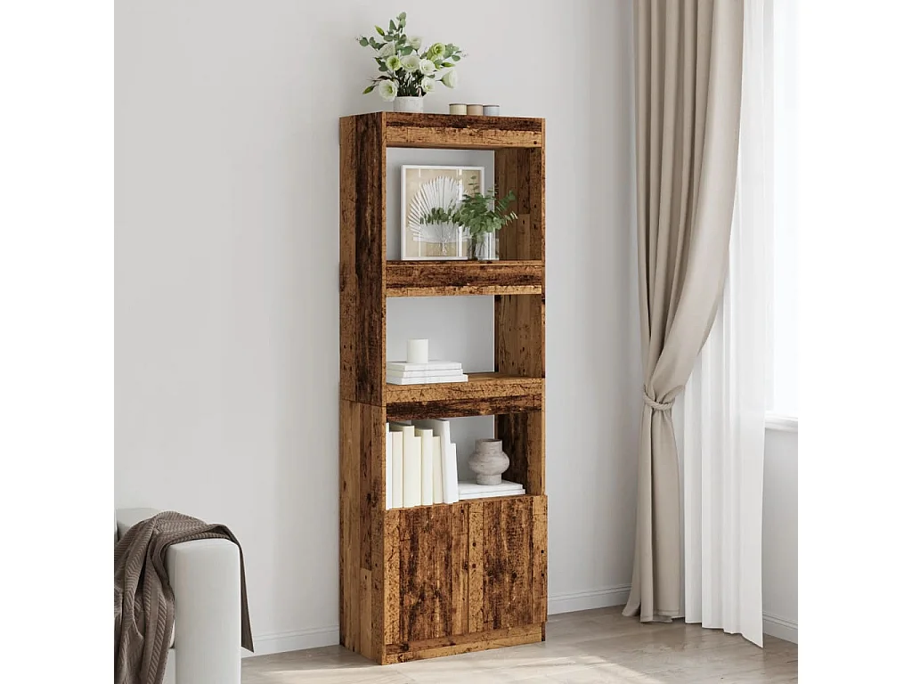 Buffet haut 63x33x180 cm vieux bois bois d'ingénierie