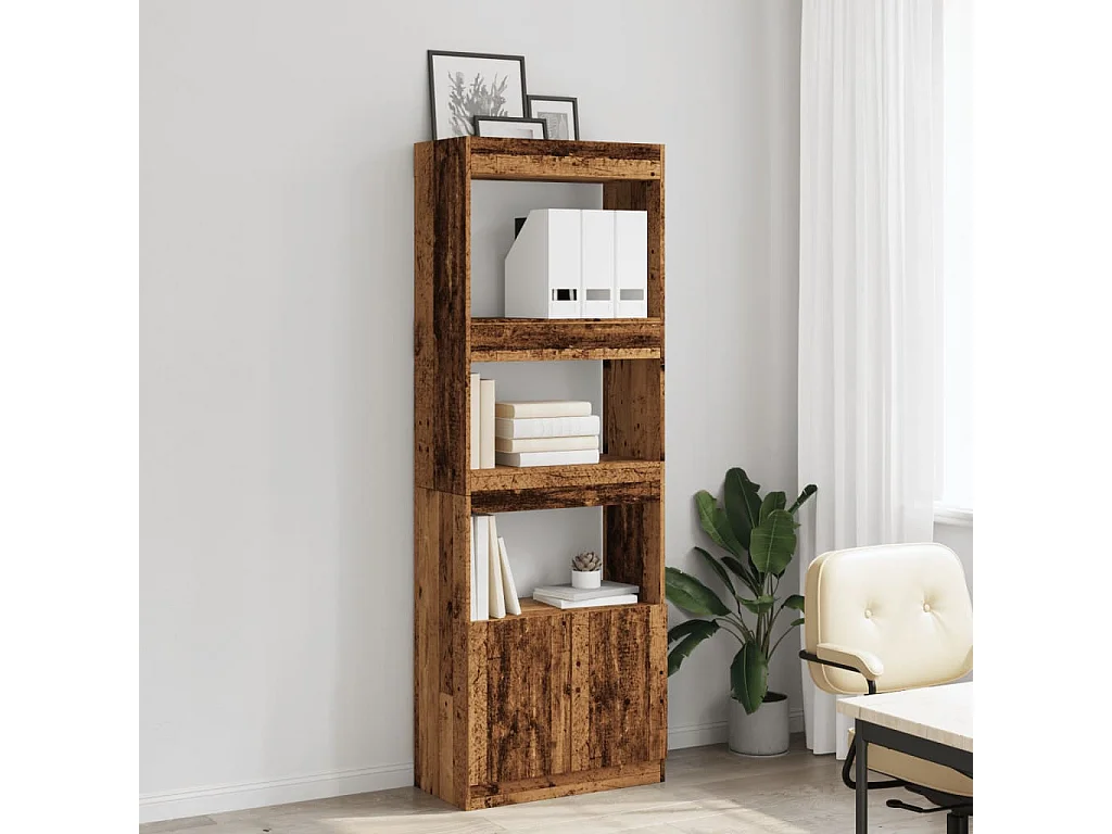 Buffet haut 63x33x180 cm vieux bois bois d'ingénierie