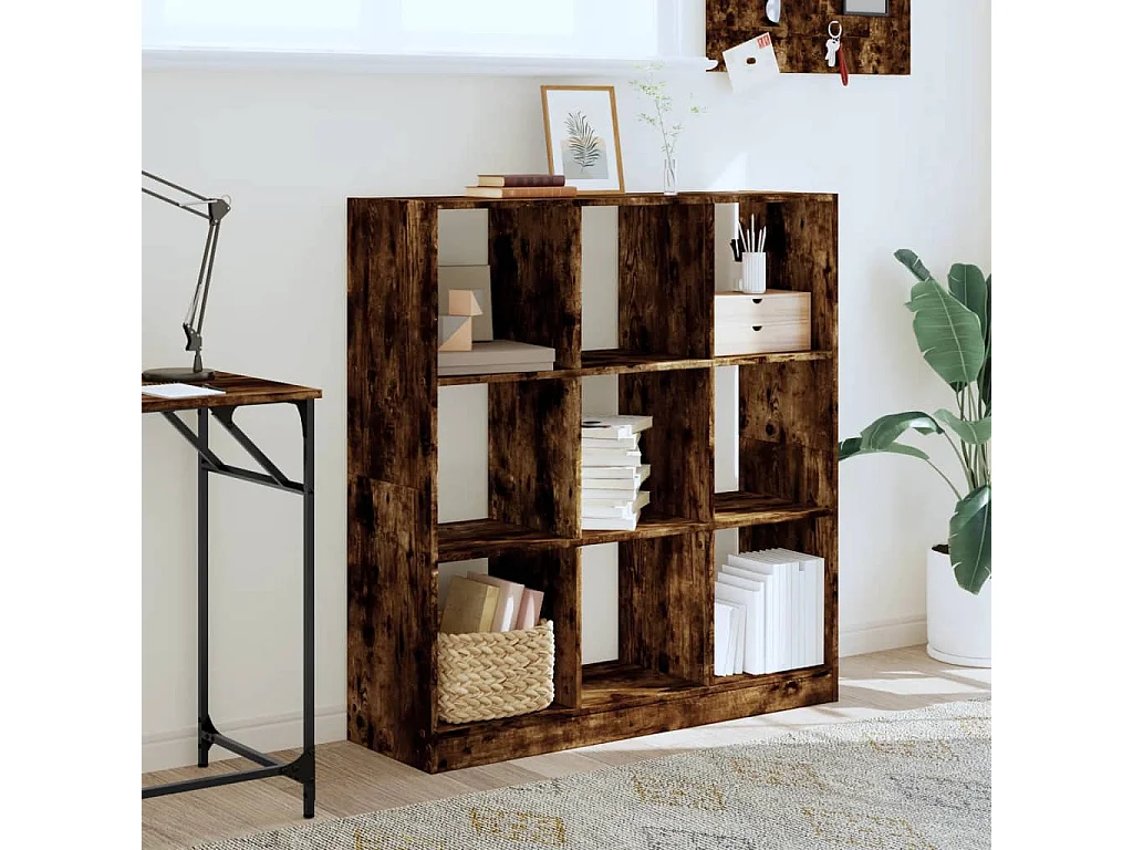 Bibliothèque chêne fumé 102x32x108 cm bois d'ingénierie