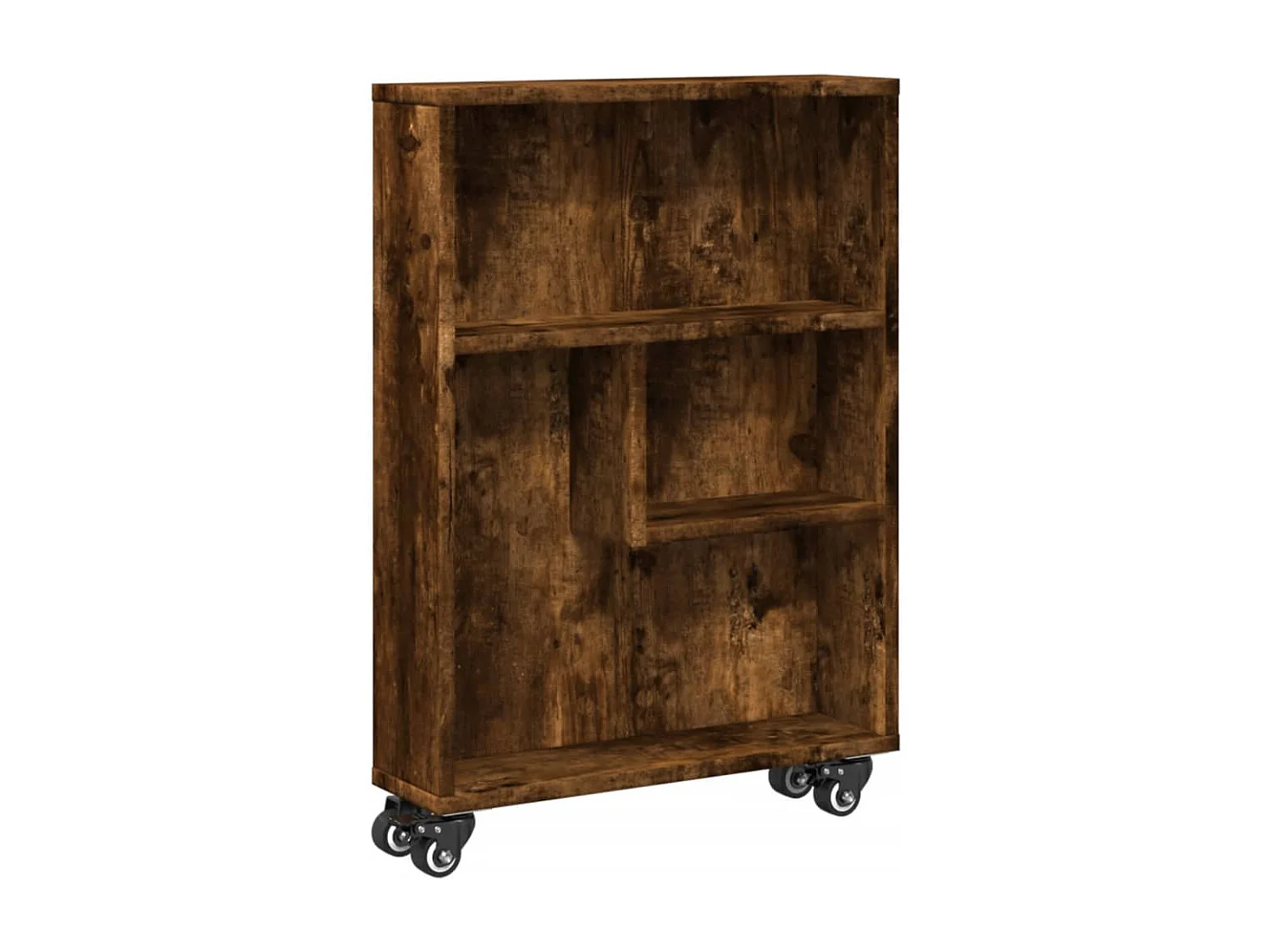 Carrito de almacenaje estrecho madera roble ahumado 48x13x68 cm