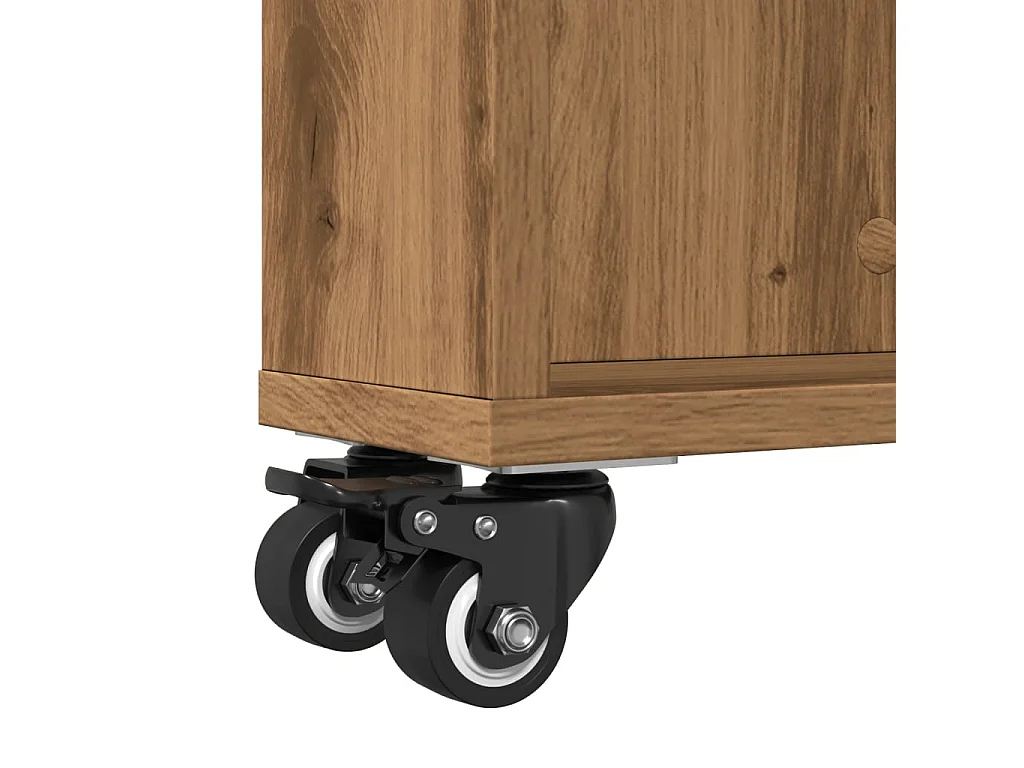 Chariot de rangement étroit chêne fumé bois d'ingénierie