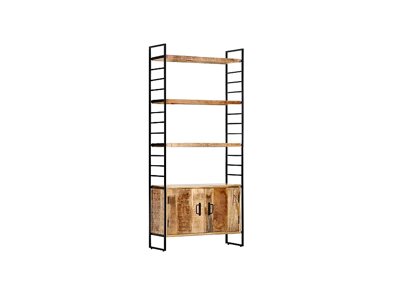 Estantería de 4 niveles madera de mango rugosa 80x30x180 cm