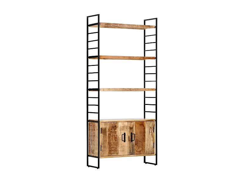 Libreria a 4 Livelli 80x30x180 cm in Legno di Mango Grezzo