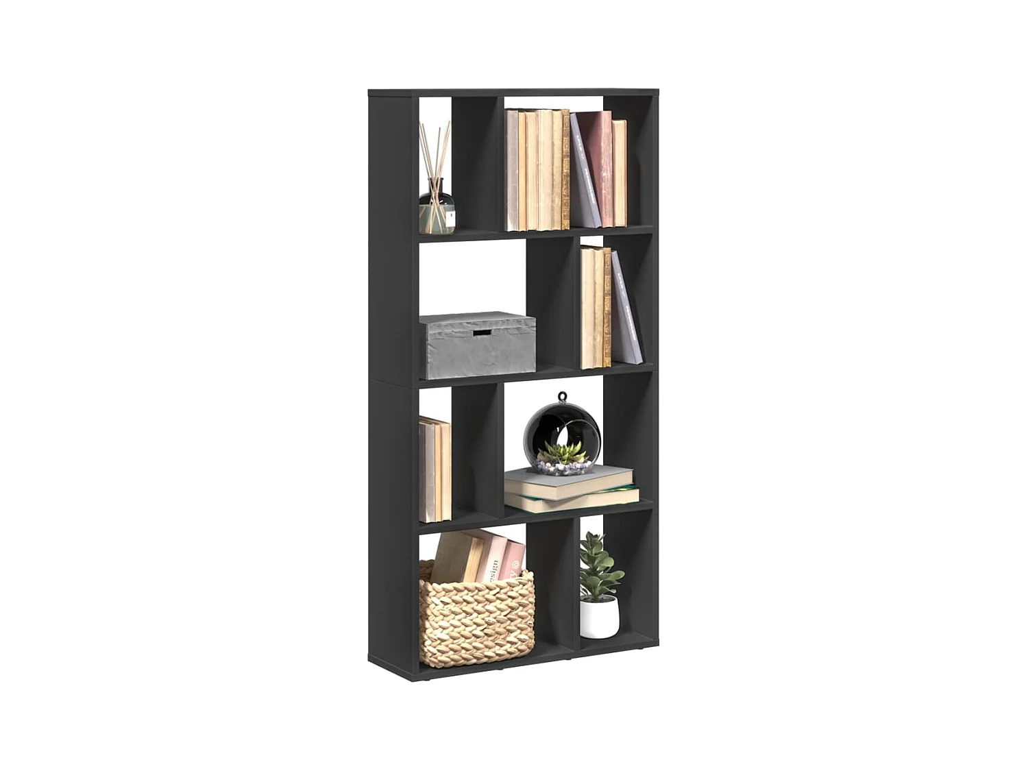 Boekenkast 60x20x120 cm bewerkt hout zwart