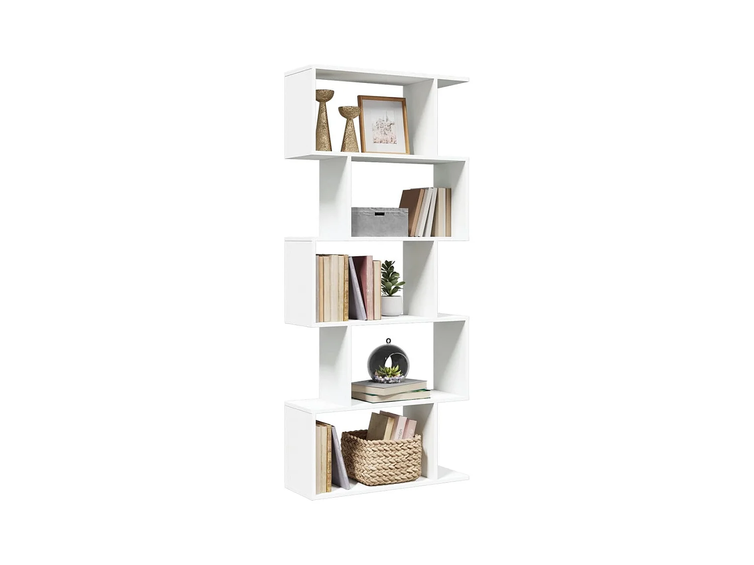 Kamerscherm / boekenkast 5-laags 70x24x161 cm bewerkt hout wit