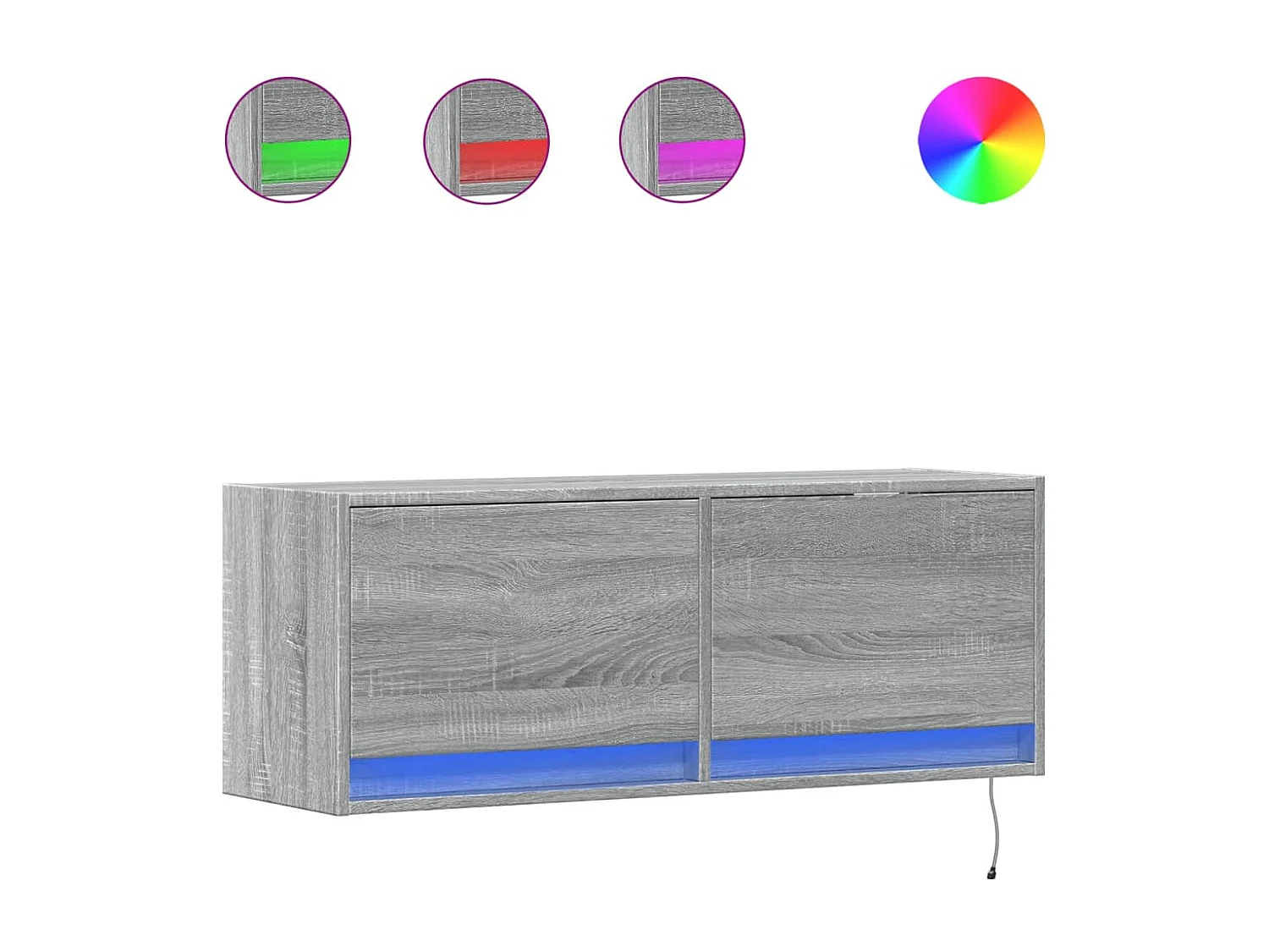 Mueble de TV de pared con luces LED gris Sonoma 100x31x35 cm