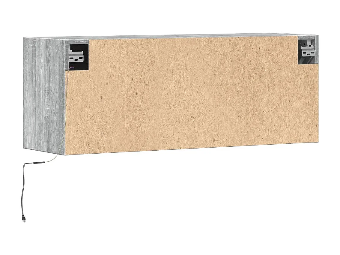 Mueble de TV de pared con luces LED gris Sonoma 100x31x35 cm