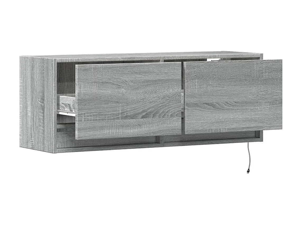 Mueble de TV de pared con luces LED gris Sonoma 100x31x35 cm