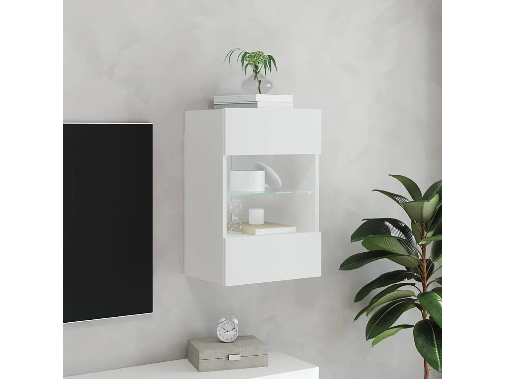 Mobile TV a Parete con Luci LED Bianco 40x30x60,5 cm