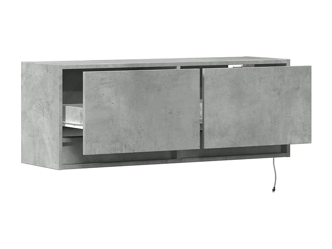 Mueble de TV de pared con luces LED gris hormigón 100x31x35 cm