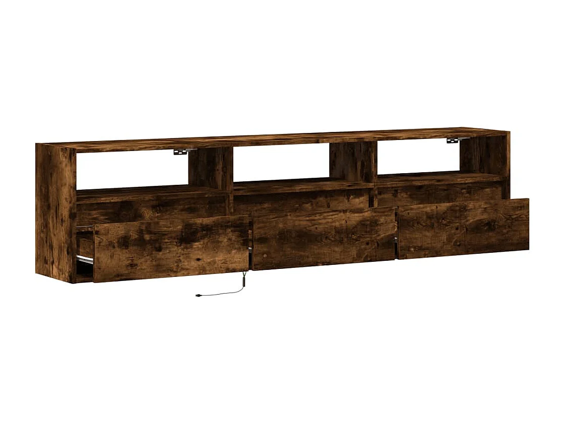 Mobile TV a Parete con LED Rovere Fumo 180x31x45 cm