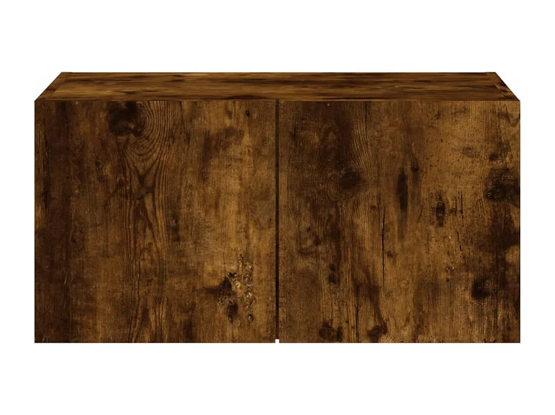 Meuble TV mural avec lumières LED chêne fumé 60x35x31 cm