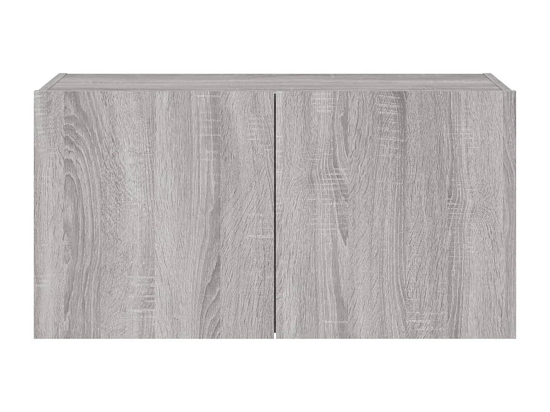 Mueble de TV de pared con luces LED gris Sonoma 80x35x41 cm