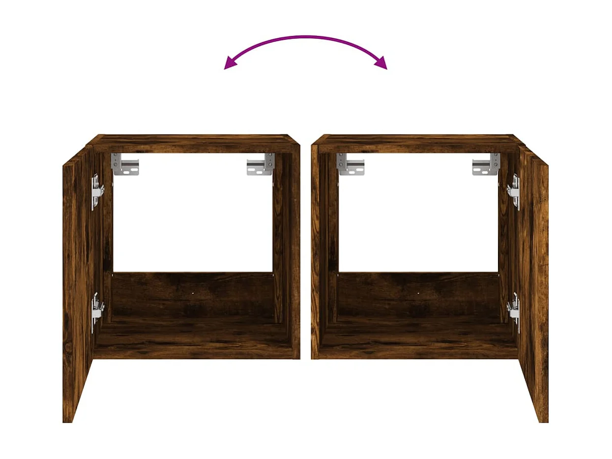 Mueble de TV de pared con luces LED roble ahumado 40,5x35x40 cm