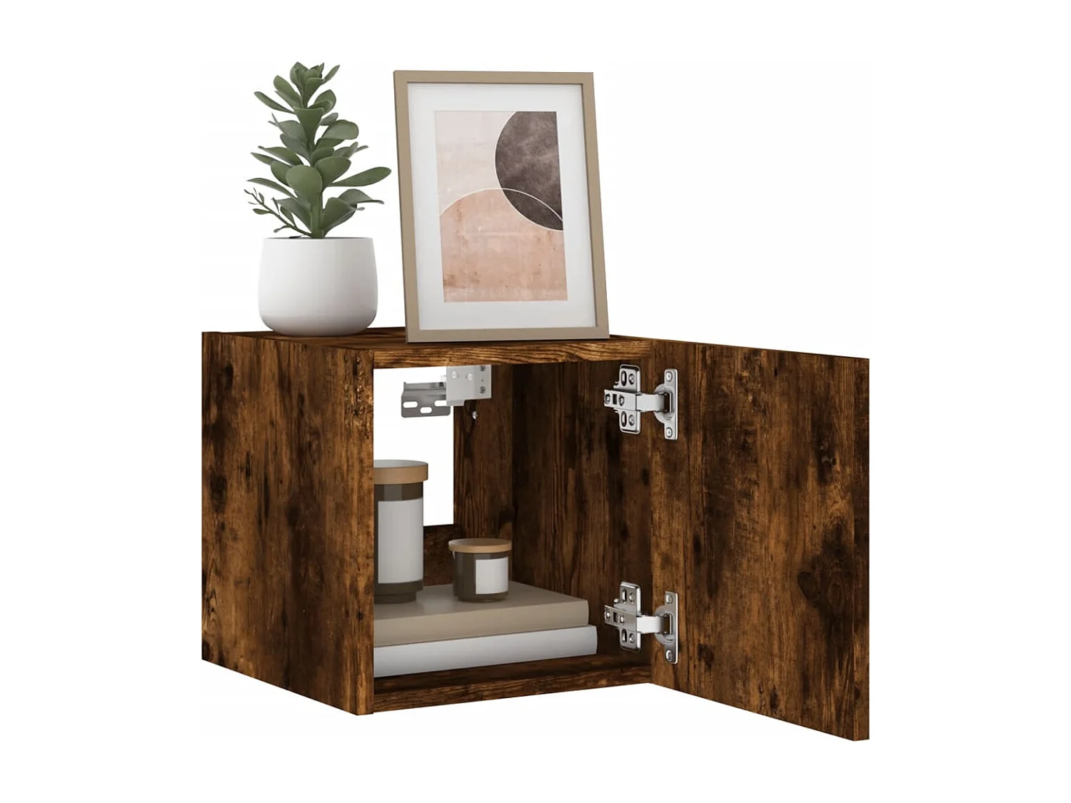 Mobile TV a Parete con Luci LED Rovere Fumo 30,5x35x30 cm