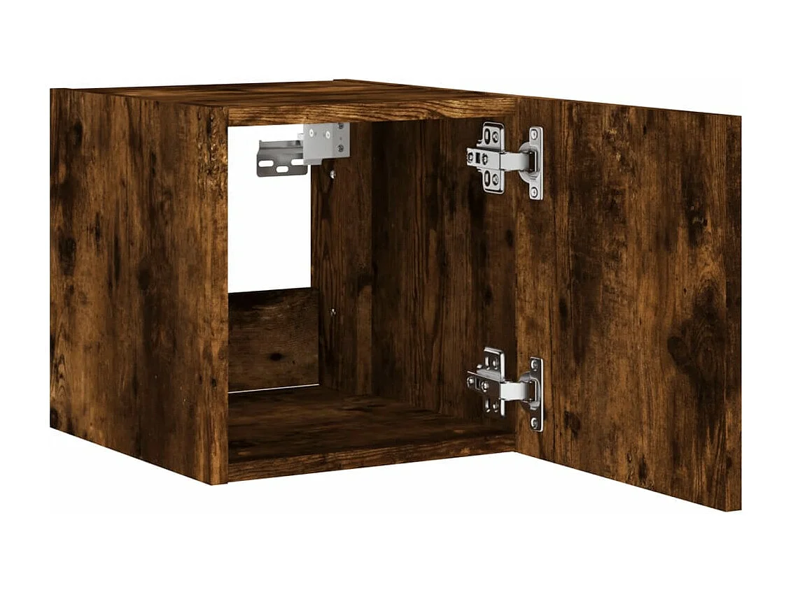 Mobile TV a Parete con Luci LED Rovere Fumo 30,5x35x30 cm