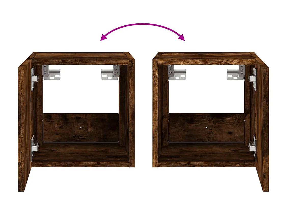 Mobile TV a Parete con Luci LED Rovere Fumo 30,5x35x30 cm