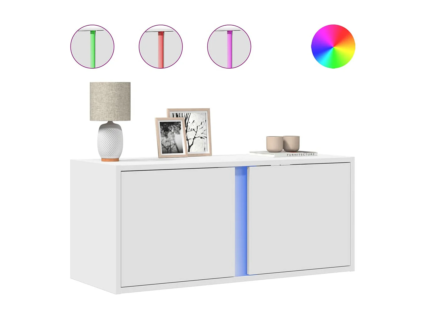 Mueble de TV de pared con luces LED blanco 80x31x35 cm