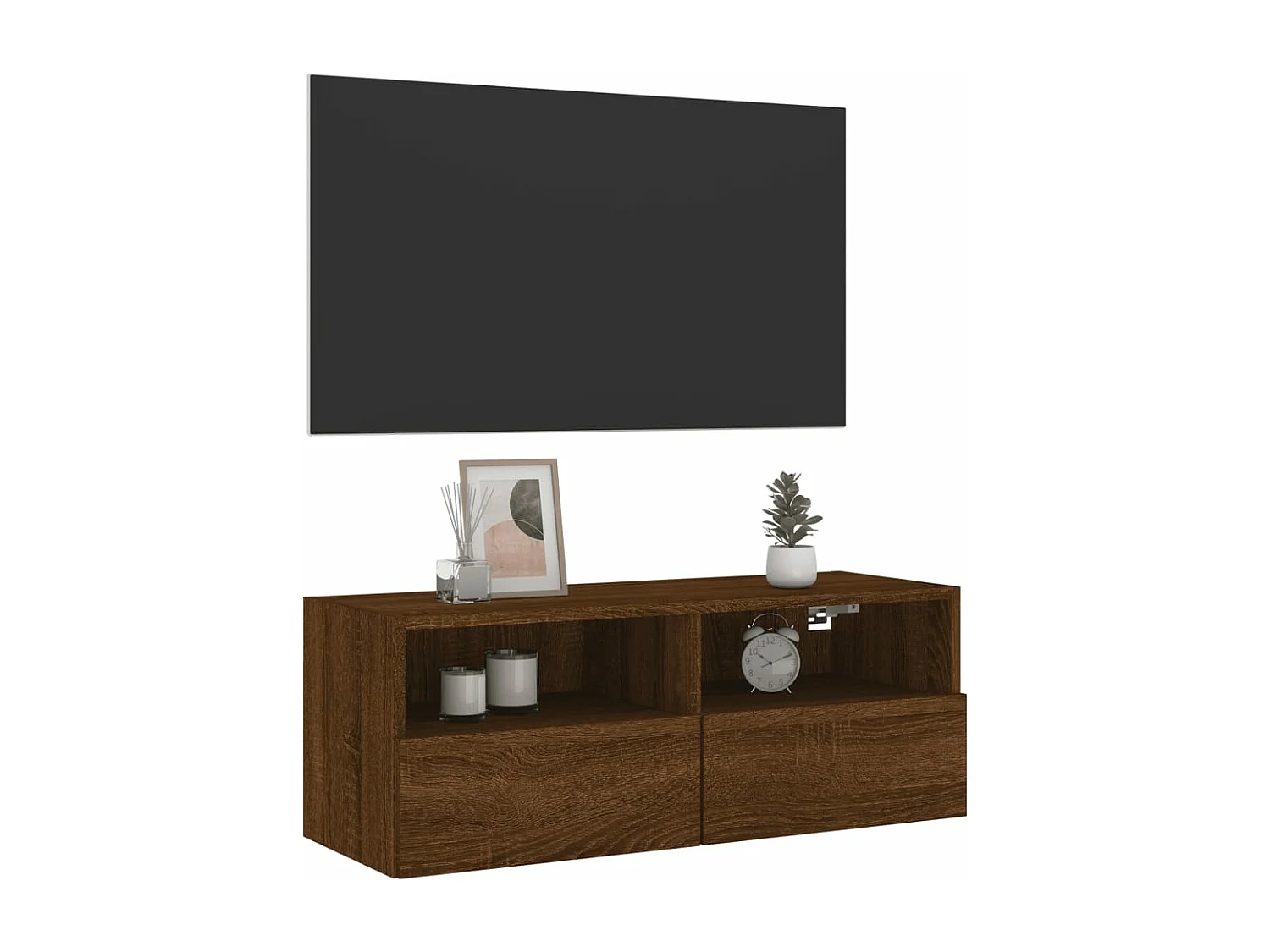 Mueble de pared TV madera ingeniería marrón roble 80x30x30 cm