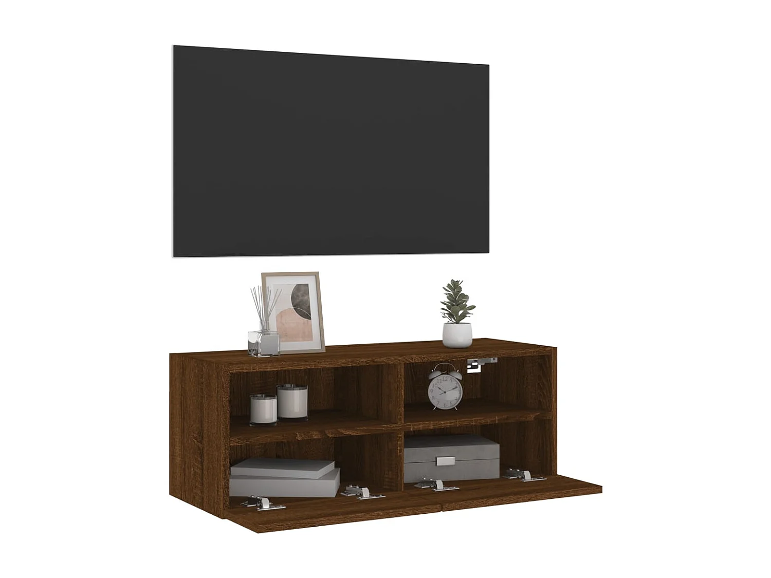 Mueble de pared TV madera ingeniería marrón roble 80x30x30 cm