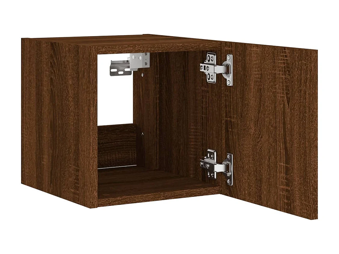 Mobile TV a Parete con Luci LED Rovere Marrone 30,5x35x30 cm