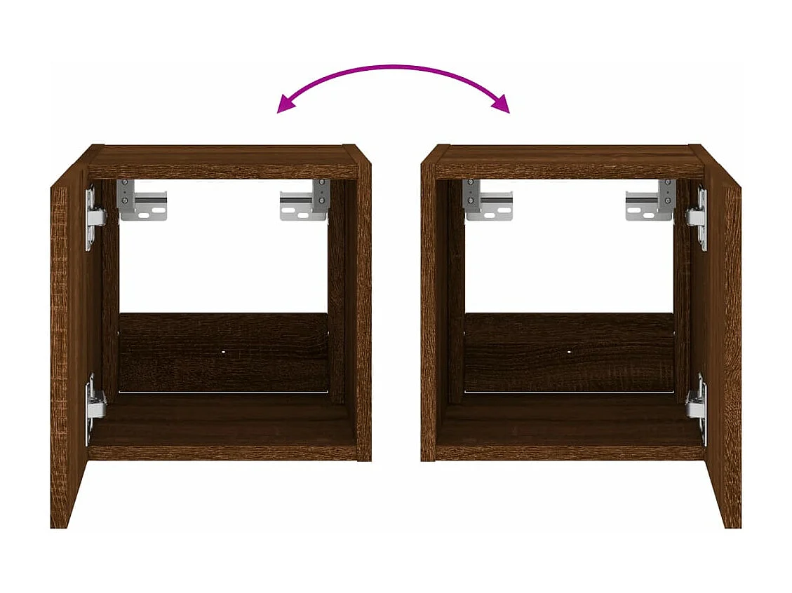 Mobile TV a Parete con Luci LED Rovere Marrone 30,5x35x30 cm