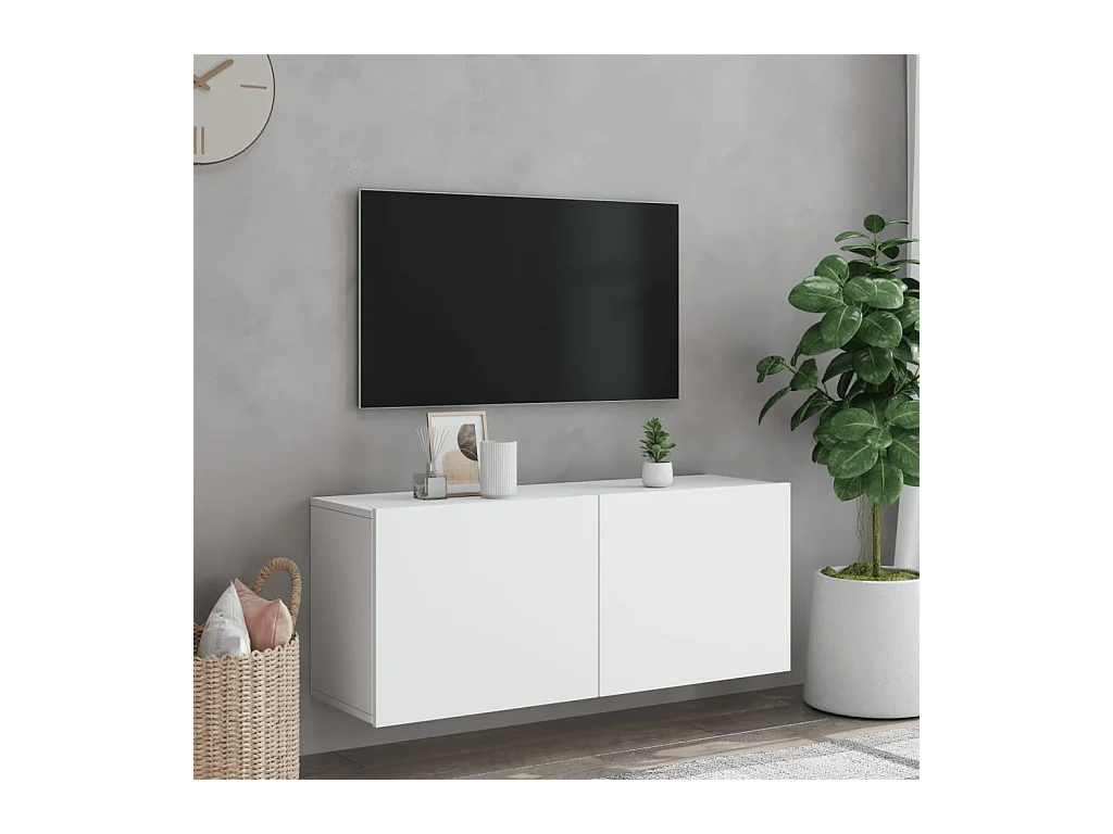 Meuble TV mural blanc 100x30x41 cm