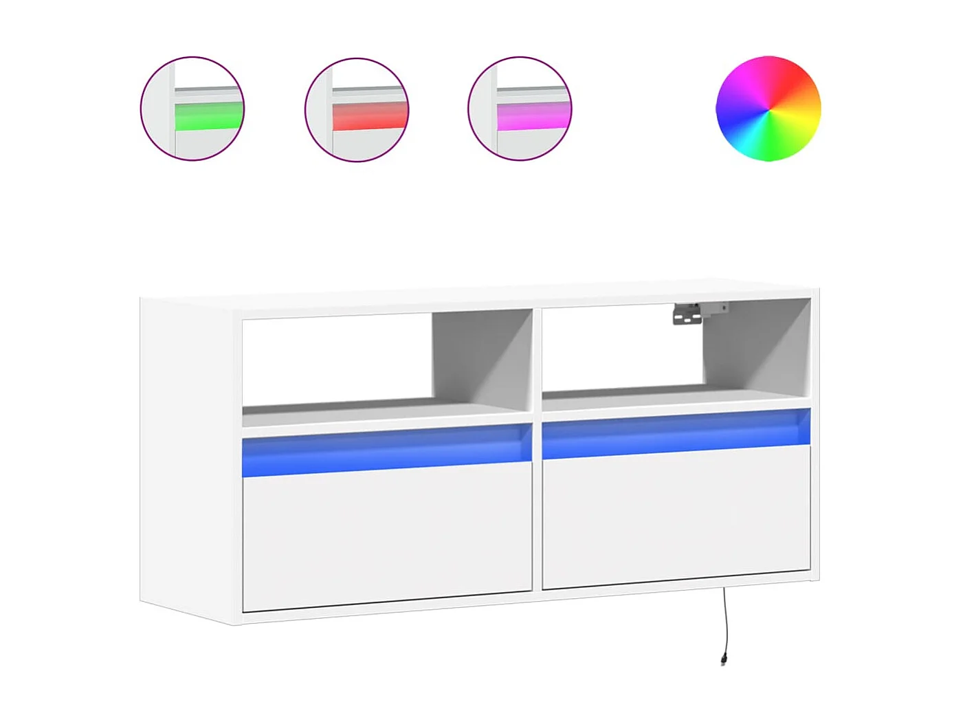 Móvel de parede para TV com luzes LED 100x31x45 cm branco