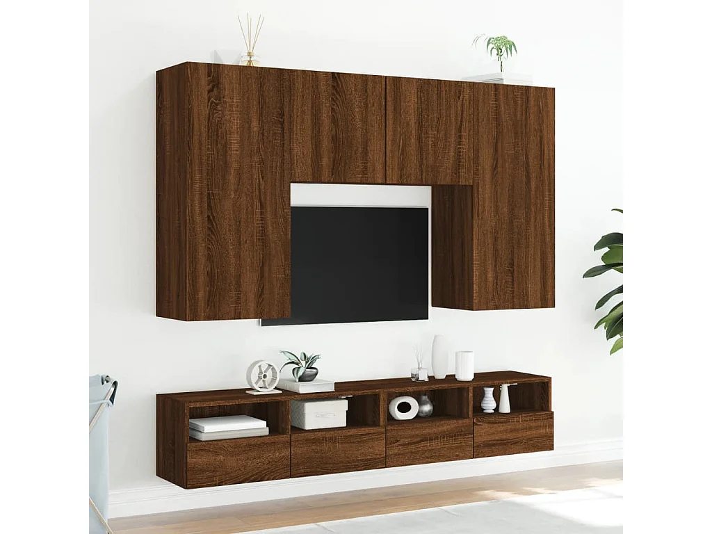 TV-Wandschrank Braun Eiche-Optik 100x30x30 cm Holzwerkstoff