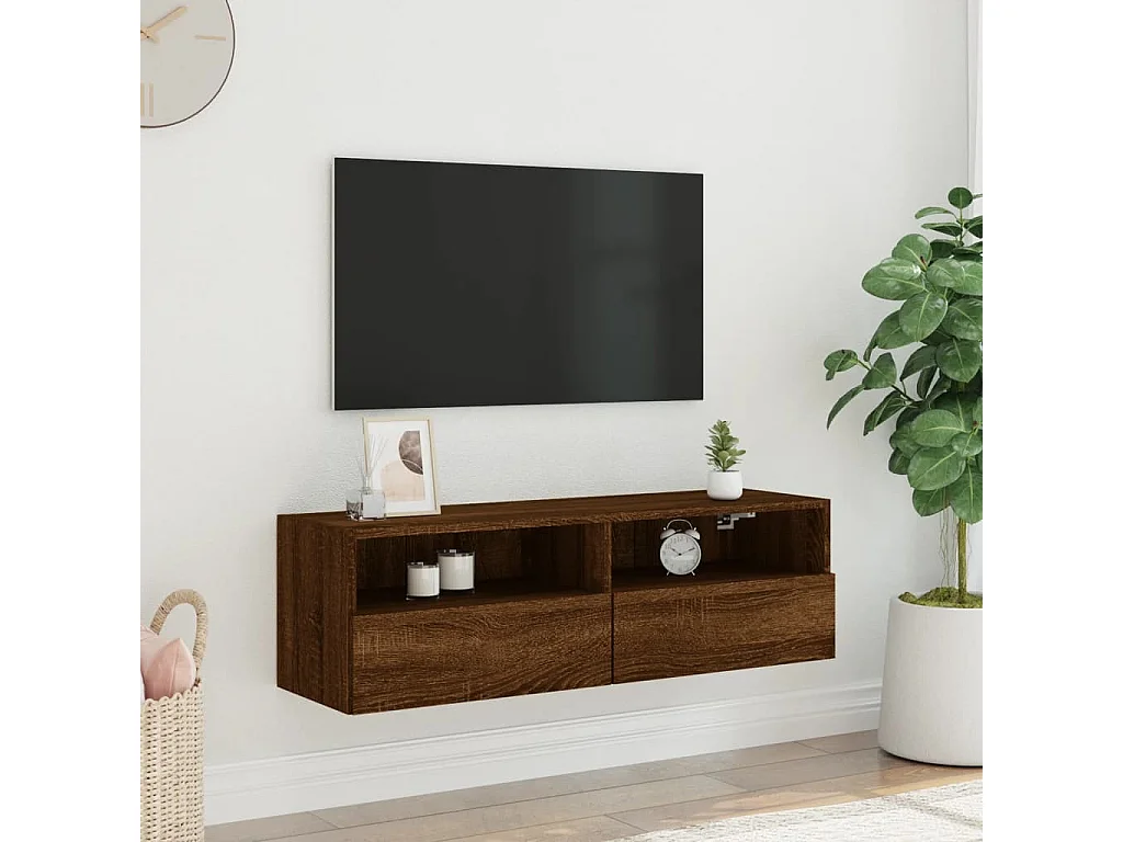 Meuble TV mural chêne marron 100x30x30 cm bois d'ingénierie