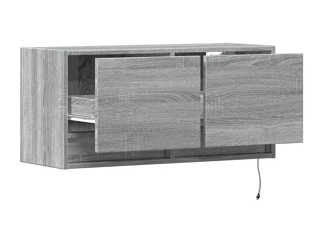 Móvel de parede p/ TV c/ luzes LED 80x31x35 cm cinzento sonoma
