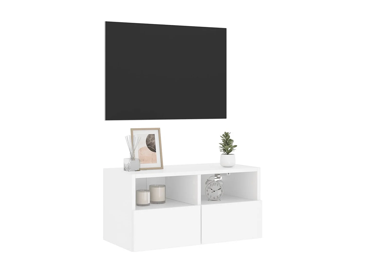 Mobile TV a Parete Bianco 60x30x30 cm in Legno Multistrato